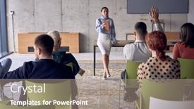  Presentation with collaborative ideas - Presentation theme featuring group-of-young-business-professionals background and a gray colored foreground