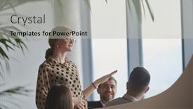  Presentation with collaborative ideas - Theme consisting of group-of-young-business-professionals background and a light gray colored foreground