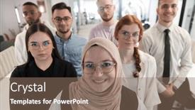  Presentation with workday - Presentation theme enhanced with group-of-young-business-professionals background and a violet colored foreground