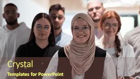  Presentation with workday - Presentation theme consisting of group-of-young-business-professionals background and a tawny brown colored foreground