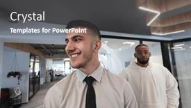  Presentation with workday - Slide set enhanced with group-of-young-business-professionals background and a dark gray colored foreground