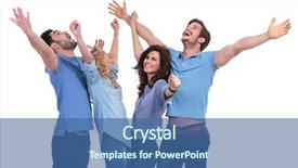  Presentation with casual young people - Audience pleasing slide set consisting of group of young casual people backdrop and a ocean colored foreground