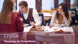  Presentation with lunch - Presentation theme enhanced with group-of-young-caucasian-adults background and a  colored foreground