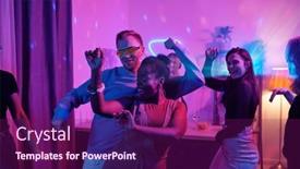  Presentation with smart home - Slide deck with group-of-young-cheerful-intercultural background and a violet colored foreground