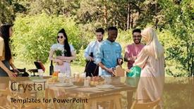  Presentation with international food - Cool new PPT layouts with group-of-young-cheerful-international backdrop and a coral colored foreground