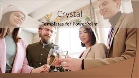  Presentation with flutes - Cool new PPT layouts with group-of-young-cheerful-managers backdrop and a soft green colored foreground