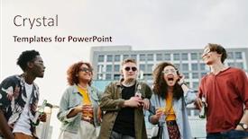  Presentation with multicultural - Slide deck enhanced with group-of-young-cheerful-multicultural background and a sky blue colored foreground