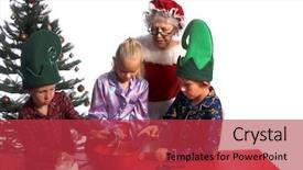  Presentation with elf - Presentation design with pj's baking cookies background and a red colored foreground