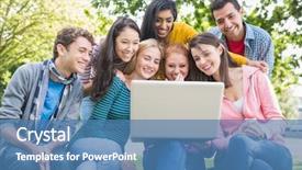  Presentation with college students - Slide deck consisting of group of young college students background and a teal colored foreground