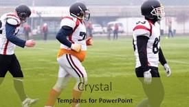  Presentation with football players field - Beautiful presentation featuring group of young confident american football players walking through the stadium field after a hard training match backdrop and a gold colored foreground