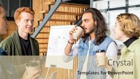  Presentation with group discussion - Cool new slide deck with group-of-young-creative-designers backdrop and a lemonade colored foreground