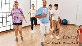  Presentation with group - Theme with group-of-young-dancer-smiling background and a coral colored foreground