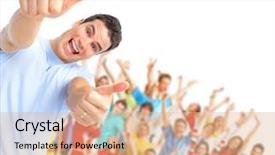  Presentation with dancing - Presentation theme with group of young dancing people background and a coral colored foreground