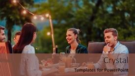  Presentation with diverse family - Presentation design having group-of-young-diverse-people background and a tawny brown colored foreground