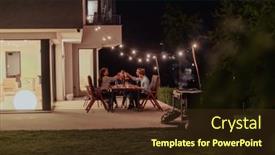  Presentation with diverse family - Presentation design with group-of-young-diverse-people background and a tawny brown colored foreground