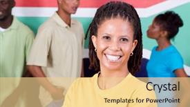  Presentation with young people diversity - Theme consisting of front of south africa background and a blonde colored foreground