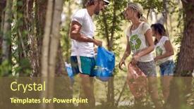  Presentation with ecology - Slide set having group-of-young-ecological-activists background and a tawny brown colored foreground