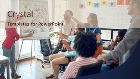  Presentation with atmosphere - Theme enhanced with group-of-young-employees background and a  colored foreground