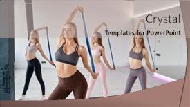  Presentation with group training - PPT theme consisting of group-of-young-fitness-women background and a light gray colored foreground
