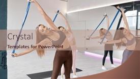  Presentation with group training - Slides consisting of group-of-young-fitness-women background and a coral colored foreground