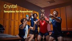  Presentation with football - PPT layouts consisting of group-of-young-football-players background and a tawny brown colored foreground