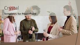  Presentation with managers - Presentation theme enhanced with group-of-young-friendly-office background and a light gray colored foreground