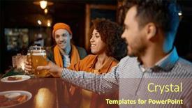 Presentation with sports bar sports bar - PPT theme consisting of group-of-young-friends-celebrating background and a tawny brown colored foreground