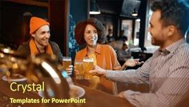  Presentation with sports bar - PPT theme having group-of-young-friends-celebrating background and a  colored foreground