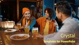  Presentation with sports bar sports bar - Theme with group-of-young-friends-celebrating background and a  colored foreground