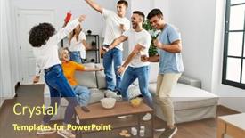  Presentation with party - Presentation having group-of-young-friends-having background and a violet colored foreground