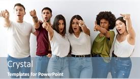  Presentation with together - Theme consisting of group-of-young-friends-standing background and a seafoam green colored foreground