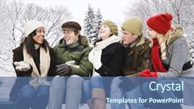  Presentation with friends - Colorful PPT layouts enhanced with group of young friends talking backdrop and a  colored foreground