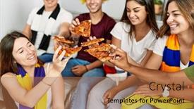  Presentation with supporting - Presentation theme enhanced with group-of-young-friends-watching background and a coral colored foreground