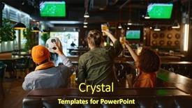  Presentation with sports bar - PPT theme with group-of-young-friends-watching background and a wine colored foreground