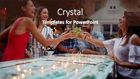  Presentation with group - Slide set enhanced with group-of-young-frinds-making background and a tawny brown colored foreground