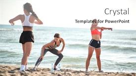  Presentation with group fitness - Presentation featuring group-of-young-girls background and a white colored foreground