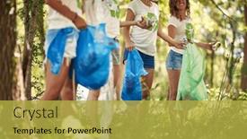  Presentation with garbage - Presentation consisting of group-of-young-handsome-female background and a yellow colored foreground