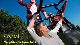  Presentation with driving road - Presentation theme consisting of group of young happy excited people enjoying beautiful sunny day while driving a off road buggy car on mountain nature background and a tawny brown colored foreground