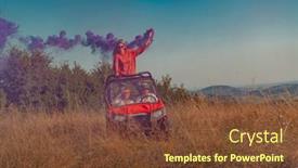  Presentation with driving road - PPT theme consisting of group-of-young-happy-excited background and a tawny brown colored foreground