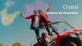  Presentation with people enjoying - Slides enhanced with group-of-young-happy-excited background and a teal colored foreground