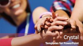  Presentation with people unity - Presentation theme enhanced with concept painted blue text team background and a light gray colored foreground