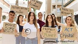  Presentation with hispanic - PPT theme consisting of group-of-young-hispanic-activists background and a coral colored foreground