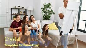  Presentation with friends - Theme consisting of group-of-young-hispanic-friends background and a tawny brown colored foreground