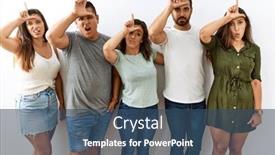  Presentation with friends - PPT layouts with group-of-young-hispanic-friends background and a ocean colored foreground