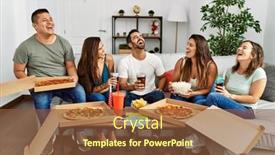  Presentation with friends - Slides having group-of-young-hispanic-friends background and a tawny brown colored foreground