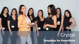  Presentation with group training - Theme consisting of group-of-young-hispanic-girls background and a ocean colored foreground