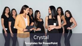  Presentation with beauty pageant - Beautiful presentation theme featuring group-of-young-hispanic-girls backdrop and a dark gray colored foreground
