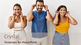  Presentation with people - Presentation having group-of-young-hispanic-people background and a soft green colored foreground