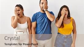  Presentation with face pain - PPT theme featuring group-of-young-hispanic-people background and a coral colored foreground