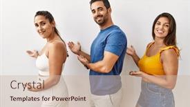  Presentation with group - Slide set consisting of group-of-young-hispanic-people background and a soft green colored foreground